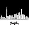 Shanghai skyline, outline Royalty Free Stock Photo