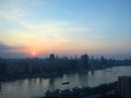 Shanghai Skyline during a rane sunset