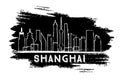 Shanghai Skyline Silhouette. Hand Drawn Sketch. Royalty Free Stock Photo