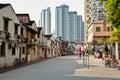 Shanghai Skyscrapers seen from the Old City of Shanghai, China Royalty Free Stock Photo