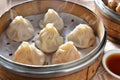 Shanghai soup dumpling with soy sauce Royalty Free Stock Photo