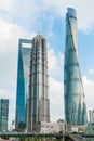 The Shanghai Tower against a blue sky
