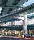 Shanghai traffic under flyover, China