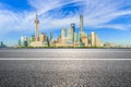 Shanghai urban architectural landscape and asphalt road Royalty Free Stock Photo