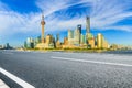 Shanghai urban architectural landscape and asphalt road Royalty Free Stock Photo