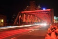 Shanghai Waibaidu bridge and light tracks at night Royalty Free Stock Photo