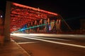 Shanghai Waibaidu bridge and light tracks at night