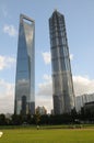 Shanghai World Financial Center and Jinmao Tower Royalty Free Stock Photo