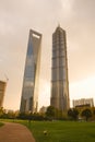 Shanghai World Financial center and Jinmao Tower in Shanghai Royalty Free Stock Photo