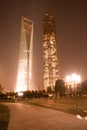 Shanghai World Financial center and Jinmao Tower in Central Greenfield, Pudong, Shanghai Royalty Free Stock Photo