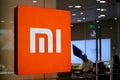 Close up Xiaomi`s logo outside store Royalty Free Stock Photo