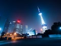 Shanghi skyline at night Royalty Free Stock Photo