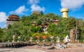 Guishan Dafo temple with the giant Tibetan Buddhist prayer wheel in Guishan park in Dukezong old town in Shangri-La Yunnan China