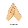 Shankh Mudra / Gesture of Shell. Vector