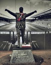 An interesting monument to Bill Shankly in front of the stadium in Anfield, Liverpool