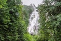 Shannon Falls near Squamish, BC, surrounded by trees. Royalty Free Stock Photo