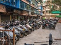 Chinese electric motorcycle parking downtown district at shantou city at china.