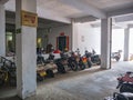Electric motorcycle Park in chinese people apartment in Shantou
