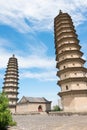 Twin Pagoda Temple (Yongzuo Temple). a famous historic site in Taiyuan, Shanxi, China.