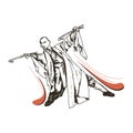 Shaolin Monk Standing in Fighting Pose Vector Illustration Royalty Free Stock Photo