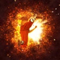 Shaolin Powerful Flying Kick Illustration Royalty Free Stock Photo