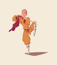 Shaolin warrior isolated vector illustration