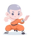 Shaolin warrior monk cartoon illustration