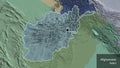 Shape of Afghanistan with regional borders. Administrative. Labe