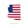 Shape of Arizona state map with American flag. vector illustration. can use for united states of America indepenence day, Royalty Free Stock Photo
