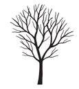 Shape of black Tree without leaves. Vector outline Illustration. Plant in Garden Royalty Free Stock Photo