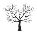 Shape of black Tree without leaves. Vector outline Illustration. Plant in Garden Royalty Free Stock Photo