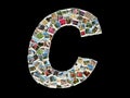 Shape of C letter (latin alphabet )made like travel photo collage Royalty Free Stock Photo