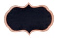 Shape chalkboard wood frame with black surface.