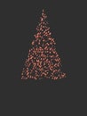 Shape of a christmas tree consists of metallic balls on grey background 3D illustration