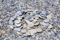 The shape of the colored stones on the seashore a day in the sun Royalty Free Stock Photo