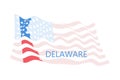 Shape of Delaware state map with American flag, can use for united states of America indepenence day, nationalism, Royalty Free Stock Photo