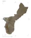 Guam - USA shape on white. Sepia