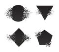 Shape explosion broken shattered flat style design vector illustration set