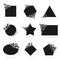 Shape explosion. Destructive shapes, shatter triangle, square, round. Isolated debris, motion crack or geometric black