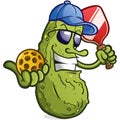 Cool pickleball cartoon character with attitude wearing sunglasses and brimmed hat