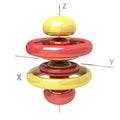 Shape of the 7F M-0 atomic orbital on white background. Available other orbitals