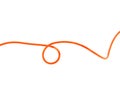 shape or force orange wire cable of usb and adapter into a curve or angle isolated on white background.Electronic Connector.