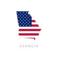 Shape of Georgia state map with American flag. vector illustration. can use for united states of America indepenence day, Royalty Free Stock Photo