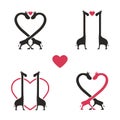 Shape Of Giraffe Animal Couple Love Icon Set - Vector Royalty Free Stock Photo