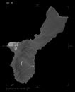 Guam - USA shape on black. Grayscale
