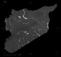 Syria shape on black. Grayscale