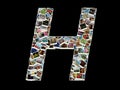 Shape of H letter made like collage of travel photos