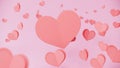 Shape of heart flying on pink background, Valentine`s Day Royalty Free Stock Photo