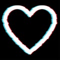 Shape of heart in glitch effect , vector icon . Heart on black background in glitch effect Royalty Free Stock Photo