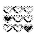 Polygonals set of hearts isolated on white Royalty Free Stock Photo